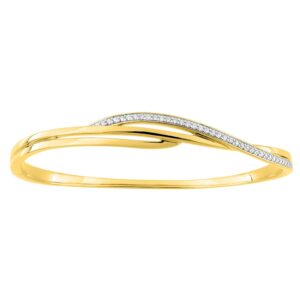 Bracelet plaqué or, jonc rigide articulé, zirconiums