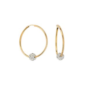 Créoles Or jaune boules avec cristaux ø 20 mm