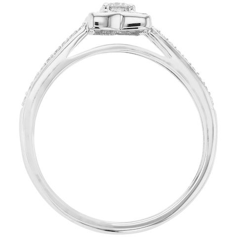 Bague, Solitaire Accompagné Or Blanc et Diamants 0.10 carat