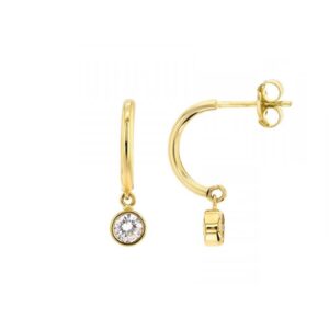 Demi créoles, Or jaune et zirconiums