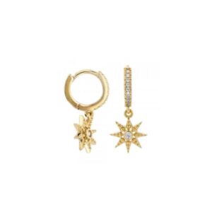 Créoles Ø 9 mm Plaqué Or, Pampille et Zirconiums, Anamila