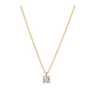 Collier Solitaire pastillé or jaune, diamant