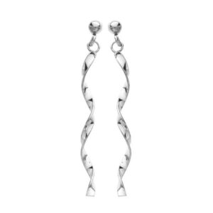 Boucles d'oreilles argent,  pendantes, spirales, 50 mm