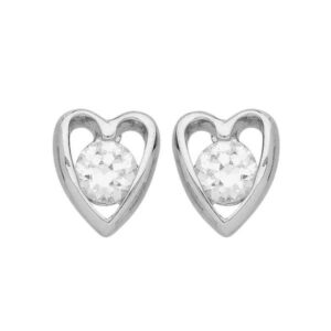 Boucles d'oreilles Coeur 8 x 7 mm, Argent et Zirconiums