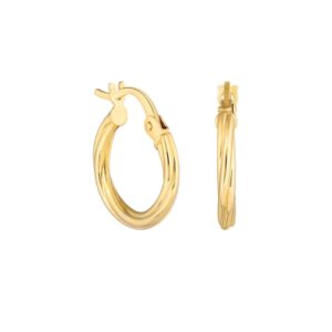 Créoles or jaune, fil torsadé 1,5 mm, Ø 10 mm