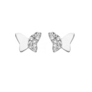 Boucles d'oreilles argent et zirconiums, Papillons 9 x 7.5 mm