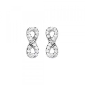 Boucles d'oreilles Argent et Zirconiums, Sigle Infini 10 x 4 mm