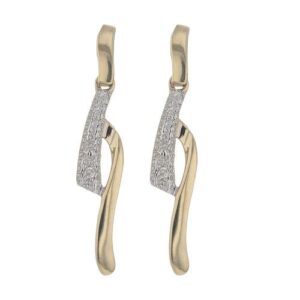 Boucles d'oreilles pendantes 22 mm, Or jaune et Diamants