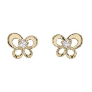 Boucles d'oreilles papillons or et zirconium