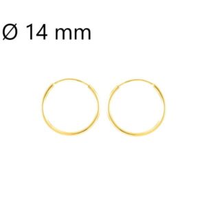 Créoles or jaune, fil rond 1 mm, Ø 14 mm