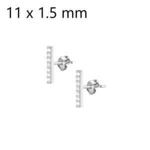 Boucles d'oreilles Argent et Zirconiums, Barettes 11 x 1.5 mm