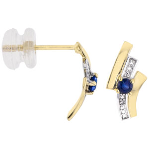 Boucles d'oreilles Or, Saphir et Diamants
