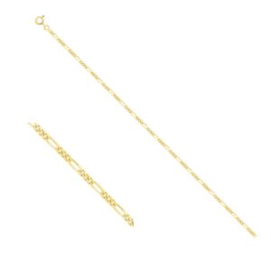 Collier Homme, Or jaune 750/000 Maille alternée 1/3 55 cm