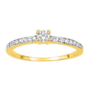 Solitaire accompagné, Plaqué Or et Zirconiums