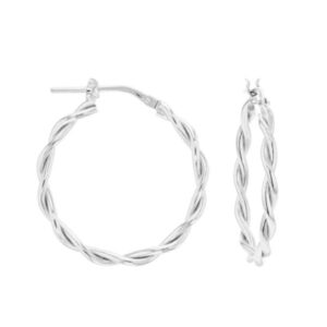 Créoles Argent Twistées, Fil Rond 1,5 mm, Ø 20 mm