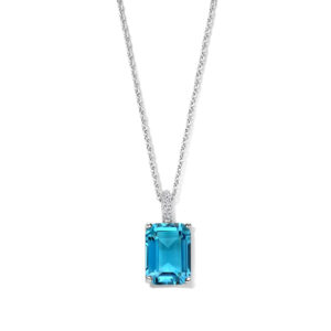 Collier avec pendentif rectangulaire, Argent et Zirconiums, Naiomy