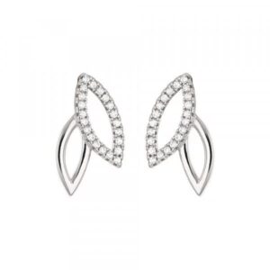 Boucles d'oreilles, argent et zirconiums 16 x 9 mm