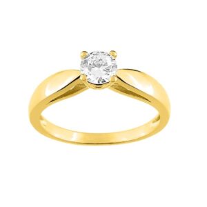 Bague solitaire plaqué or et Zirconium 5 mm
