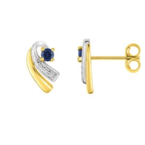 Boucles d'oreilles 10 mm, Or jaune, Saphir