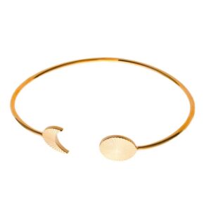 Bracelet jonc plaqué or, lune et soleil, Anamila