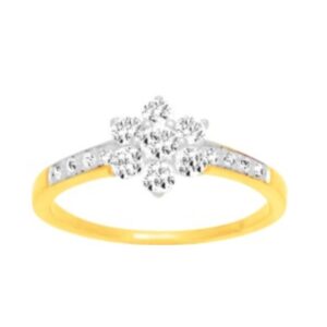 Bague "Marguerite" plaqué or et zirconiums