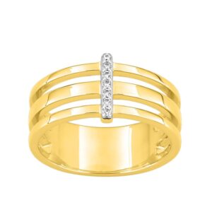 Bague large 8 mm, plaqué or et barette de zirconiums