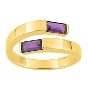 Bague plaqué or ouvert, zirconiums violets