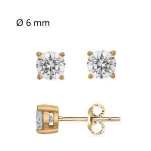 Boucles d'oreilles homme, acier doré, zirconium Ø 6 mm, Phébus