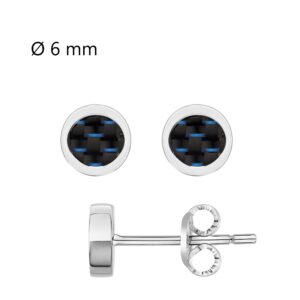 Boucles d'oreilles homme, acier et carbone noir et bleu Ø 6 mm