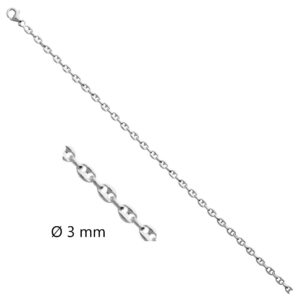 Bracelet argent, maille Grain de café massive Ø 3 mm, 18 cm
