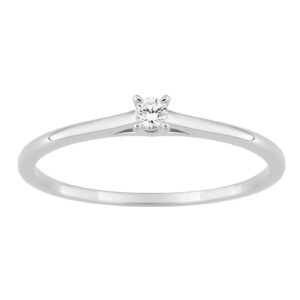 Bague Solitaire or blanc, diamant synthétique 0.05 ct