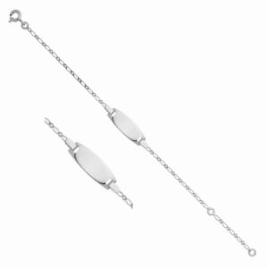 Gourmette bébé, Or Blanc, Maille Alternée 1/1