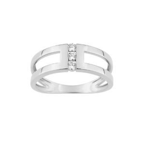 Bague Or blanc et Trilogie de zirconiums