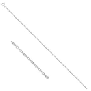 Chaine argent, maille forçat Ø 2.2 mm, 50 cm