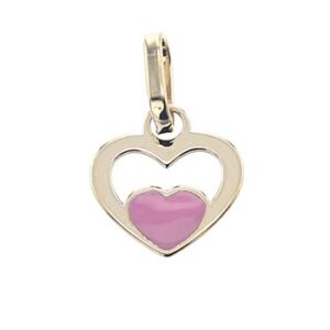 Pendentif Coeur Or jaune et email