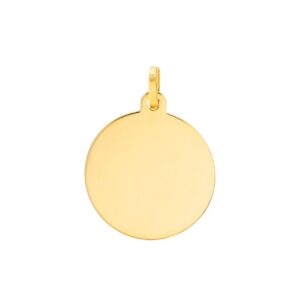 Pendentif  or 750/000, plaque ronde 18 mm à graver
