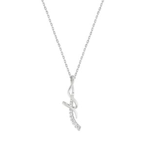 Collier Argent et Zirconiums, pendentif Twisté 30 mm