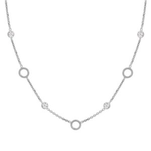 Collier argent, Cercles 6 mm et zirconiums Ø 4 mm