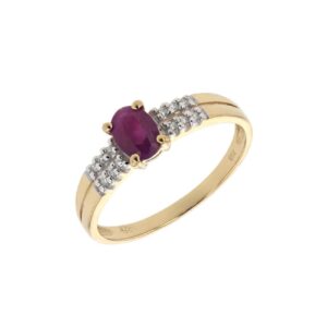 Bague Or jaune 750/000, Rubis et diamants
