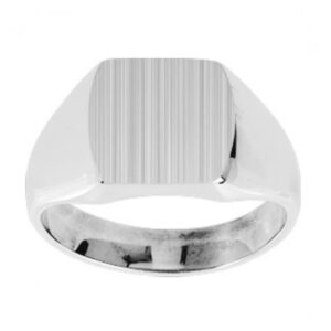 Chevalière Argent effet brossé, forme tonneau 11.5 x 11.5 mm, taille 64