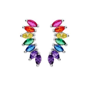 Boucles d'oreilloes argent, pierres de synthèse de couleur