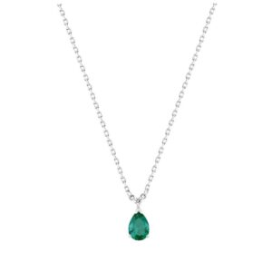 Collier Argent et zirconium vert