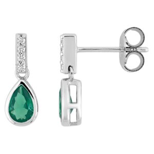 Boucles d'oreilles Argent et Emeraude de synthèse