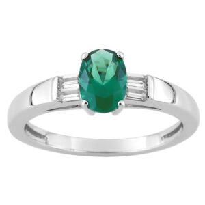 Bague argent, zirconiums vert et blancs
