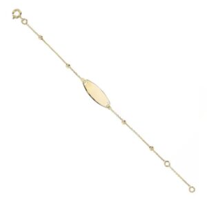 Gourmette bébé, Or jaune maille forçat et boules d'or