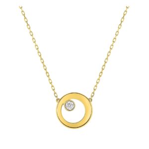 Collier Or 750/000, diamant pastillé 0.015 ct