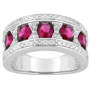 Bague argent et zirconiums rouge
