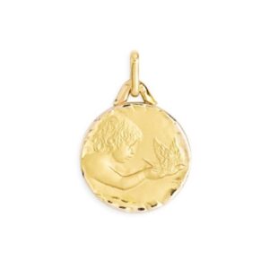 Médaille 16 mm, Or jaune, "Ange à la Colombe"