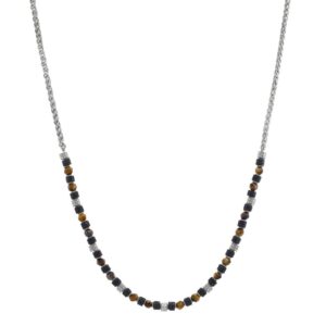 Collier "Bengale", acier et oeil de tigre, Jourdan