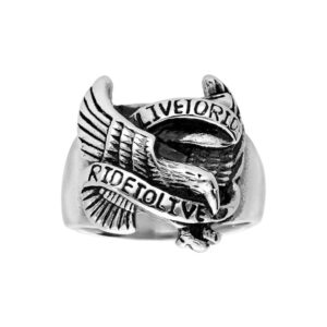 Bague acier, Aigle "Ride to live", taille 66